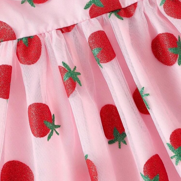✨2/$30✨ Strawberry Tulle Dress, Like New - Picture 3 of 6